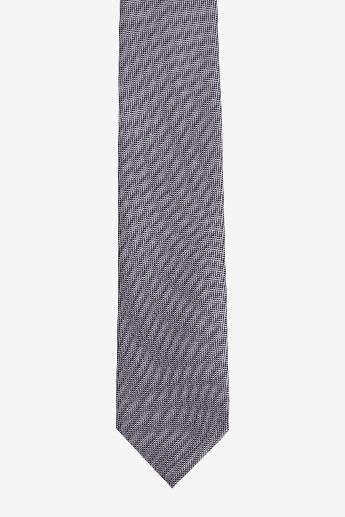 Men's anthracite silk fabric tie-mendil set