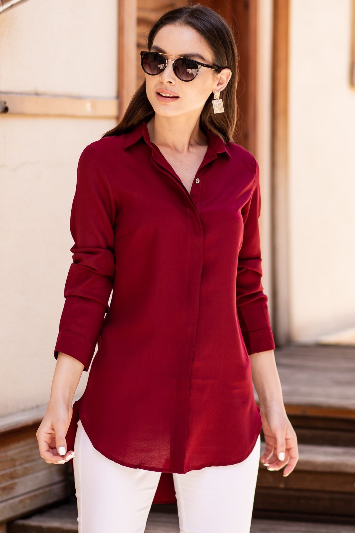 Women Bordeaux Tunic Shirt ARM-19Y001003