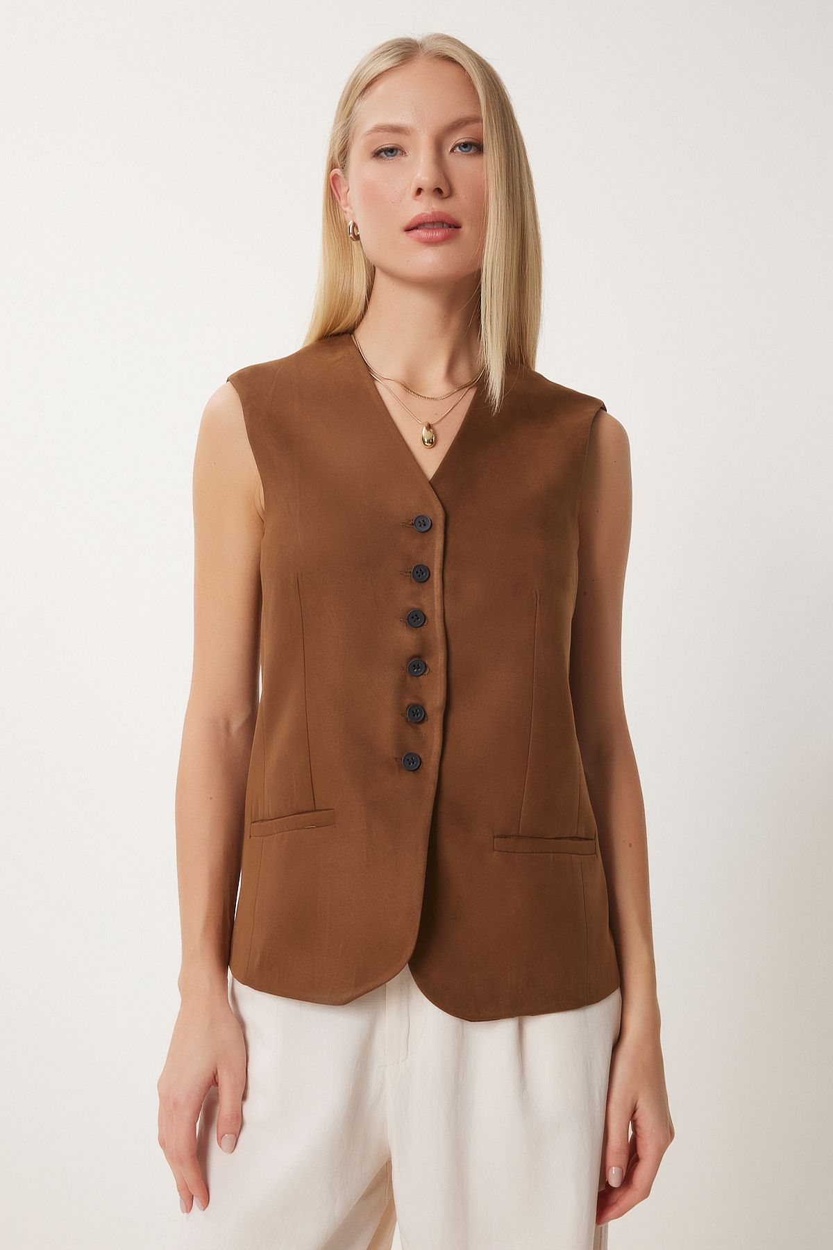 Woman Taba V -Neck Nubuk Vest FN03387