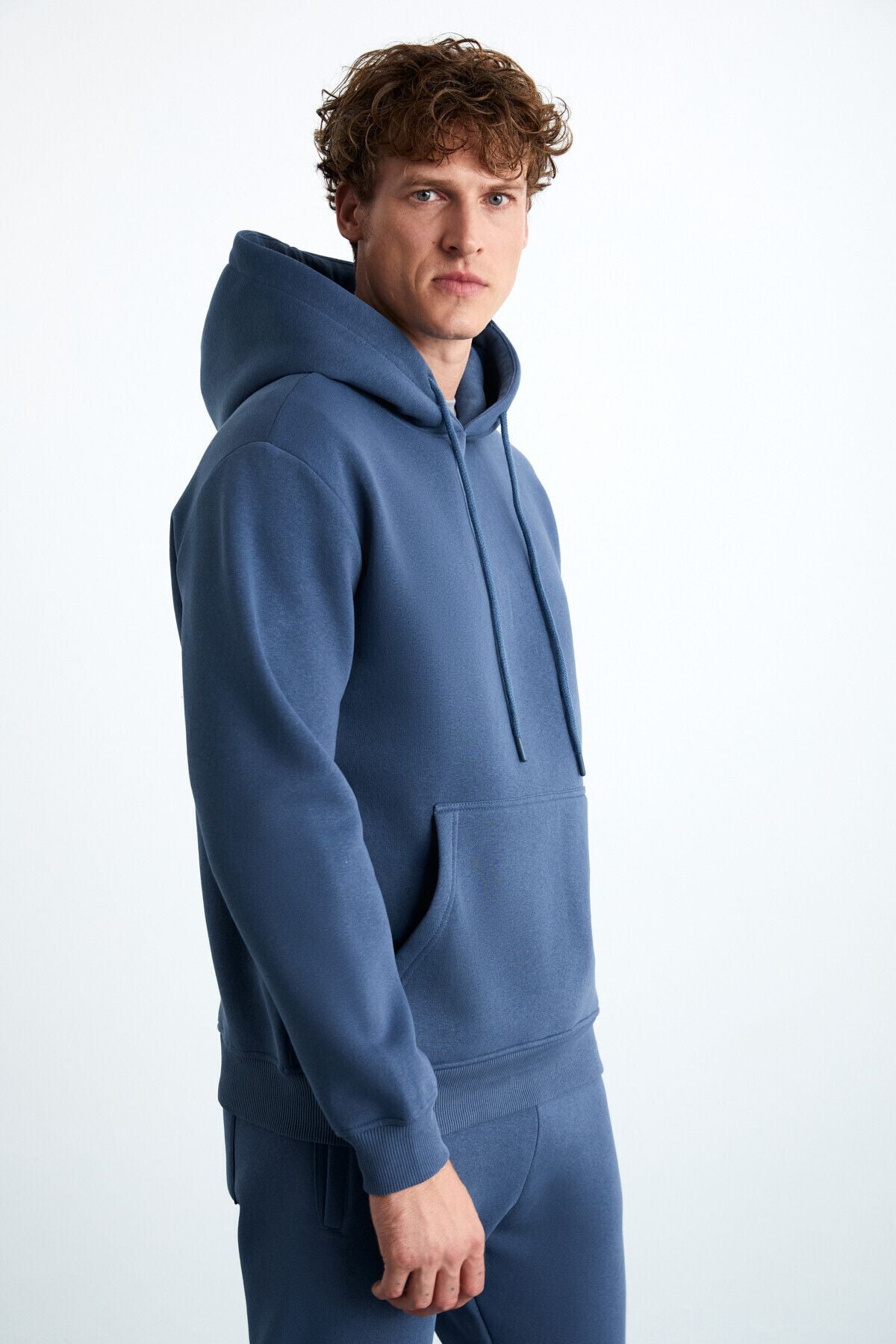 Yokohama Men's Fleece Fleece Soft Regular Kangaroo Pocket Hooded Indigo Sweatshirt