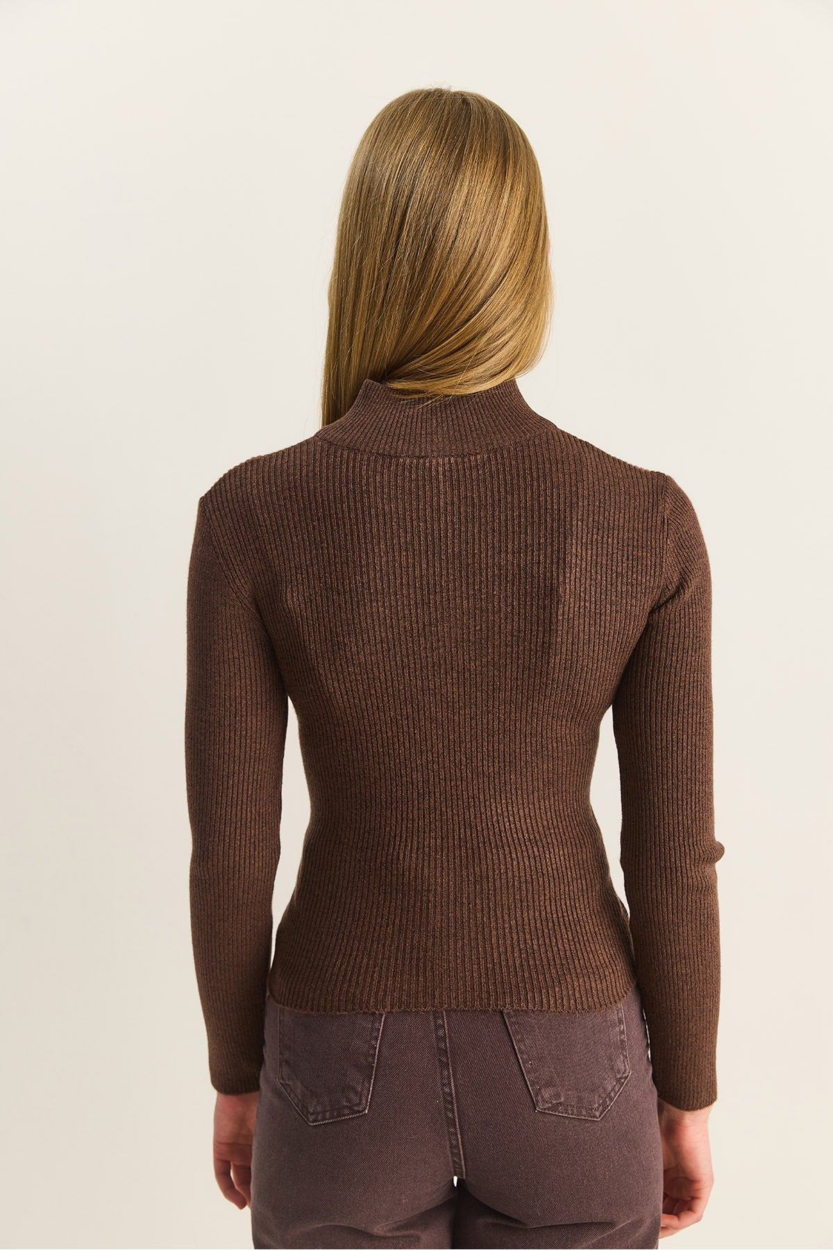 Women's Turtleneck Asymmetrical Button Detailed Knitwear Sweater TK251027 60283908