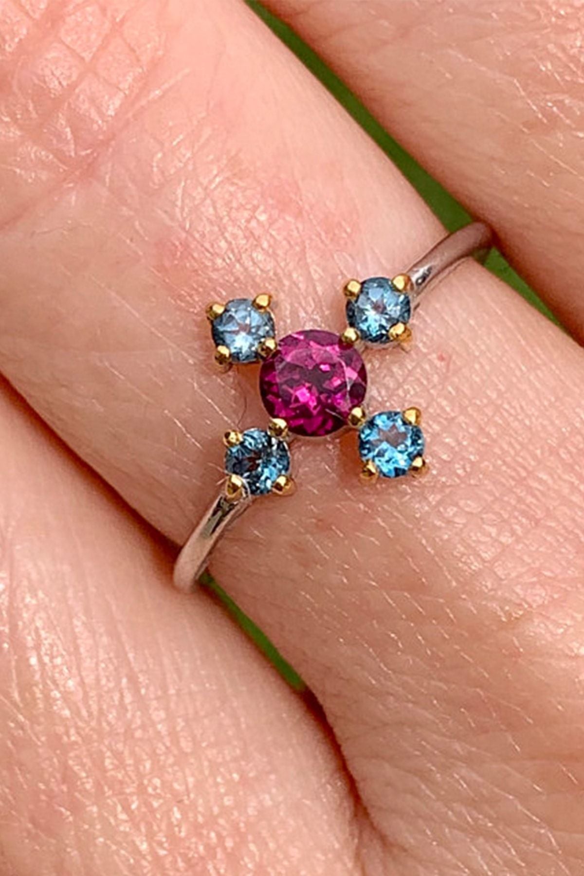 Female Pink Topaz Model Adjustable Woman 14 K Gold Plated Ring
