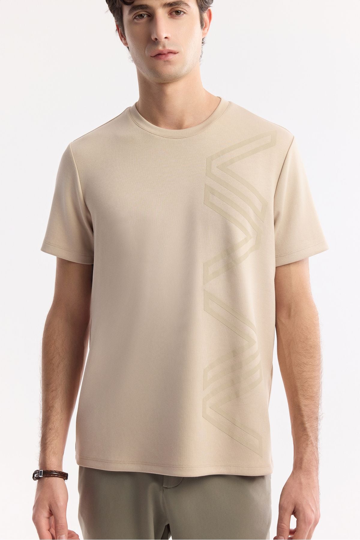 Men's mink printed bike collar interlok t-shirt A41y1175