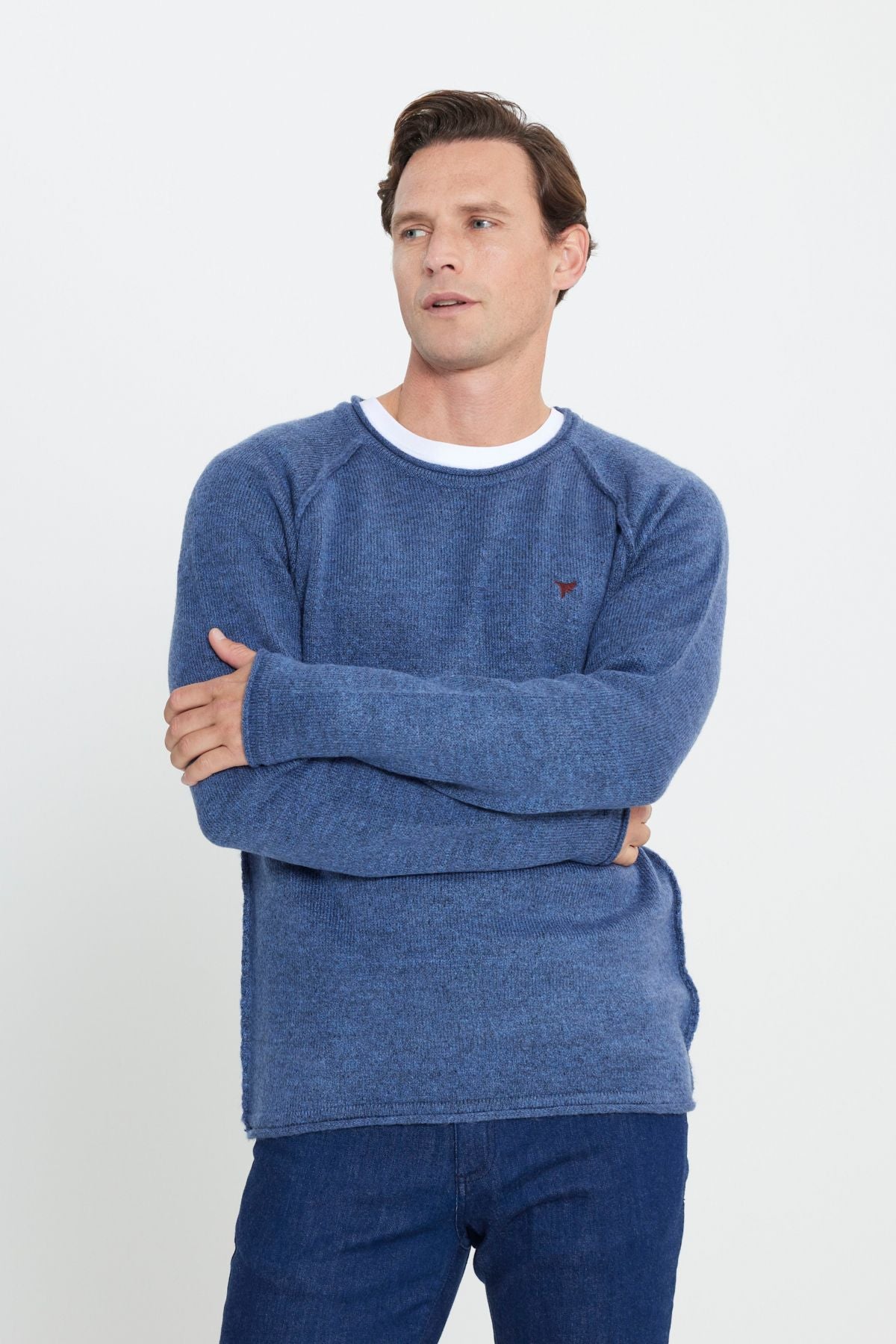 Men's Indigo Standard Fit Normal Cut Normal Cycling Cycling Soft textured knitwear sweater