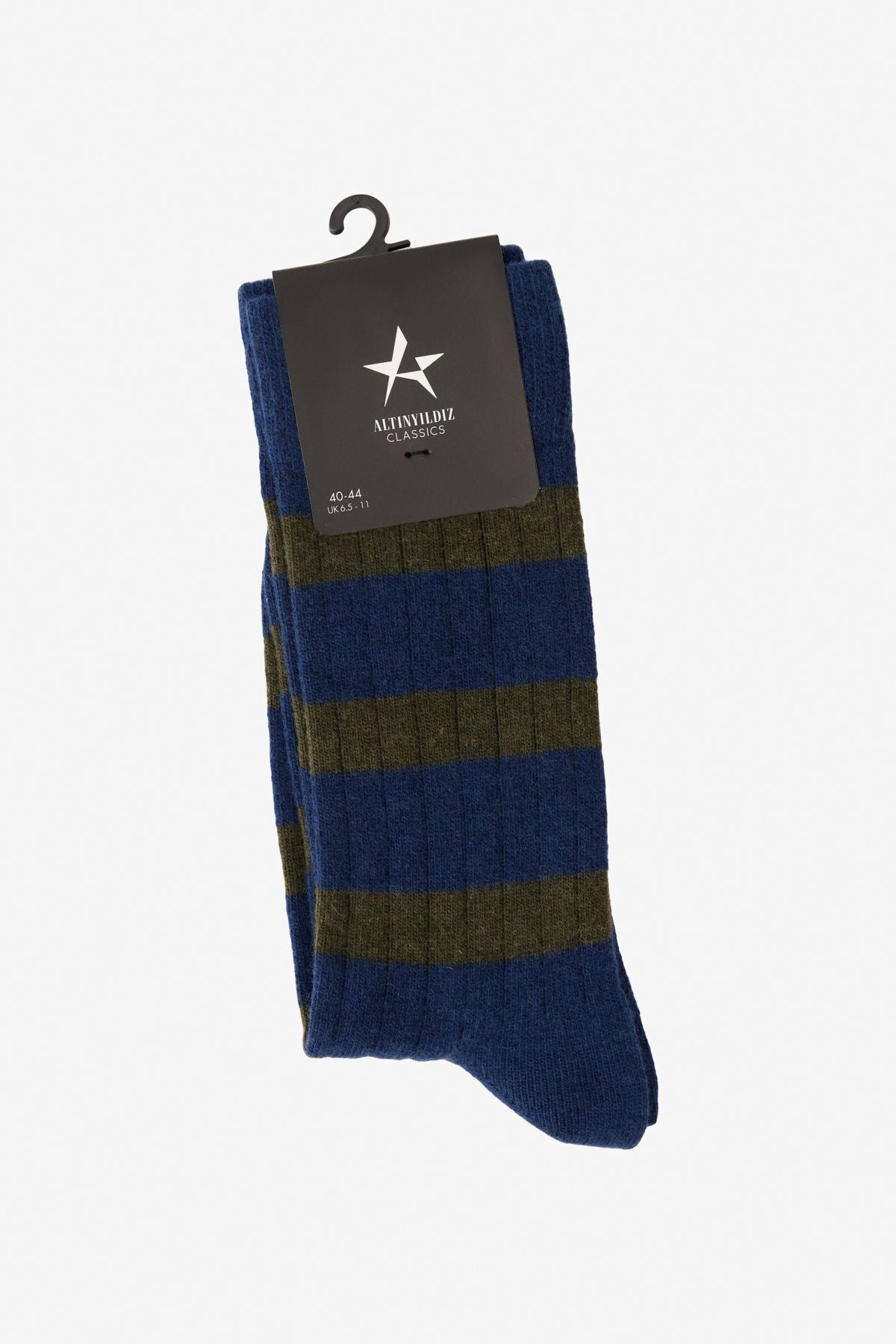 Men's navy blue-green patterned socks