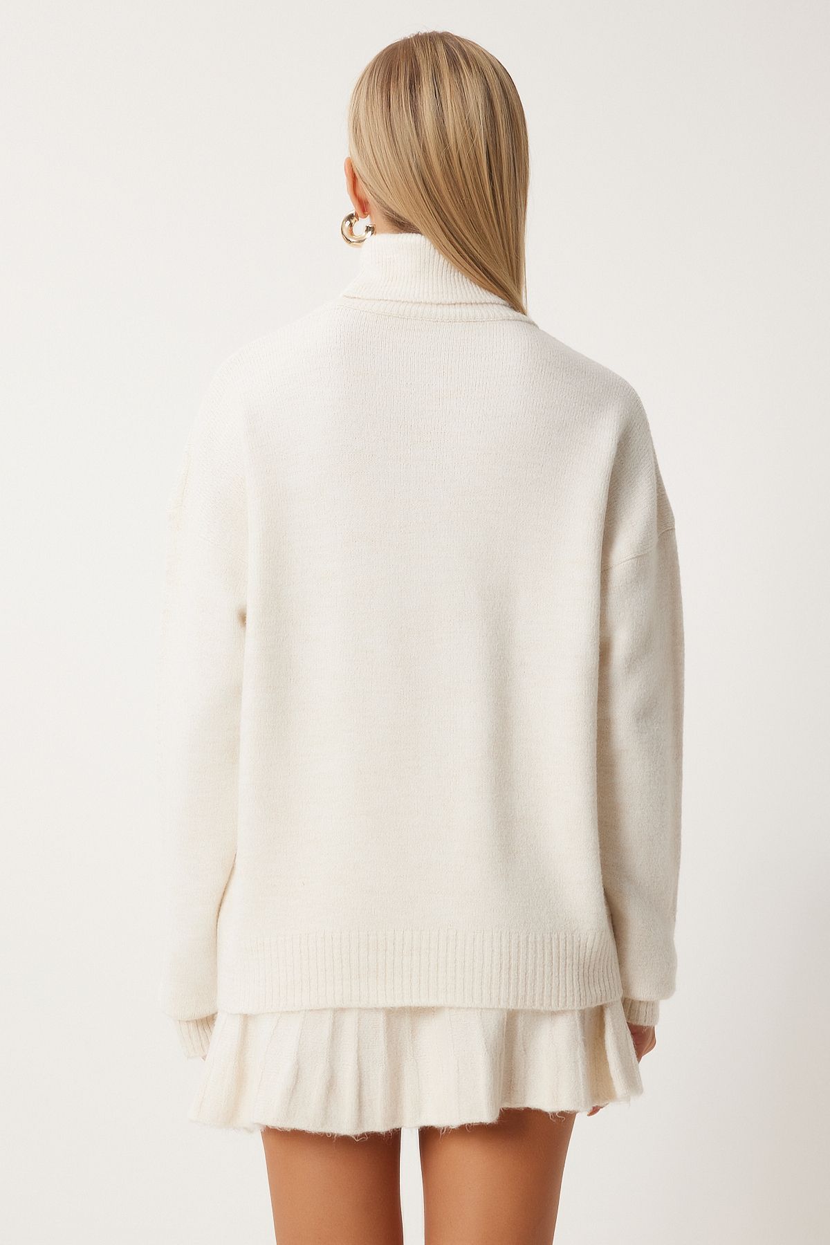 Women's cream fisherman collar knitwear sweater skirt set DD01343