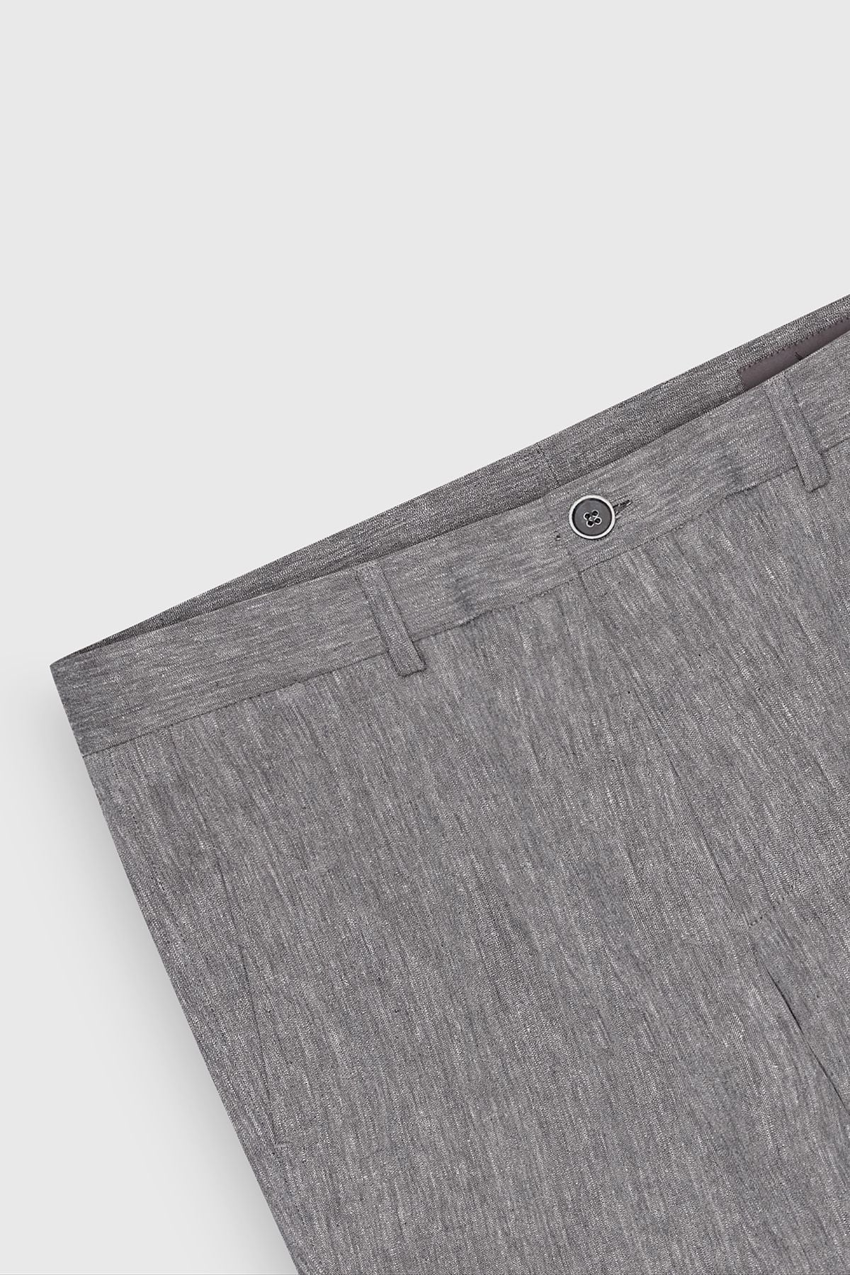 Slim fit narrow cut linen cotton side pocket patterned flexible gray pants