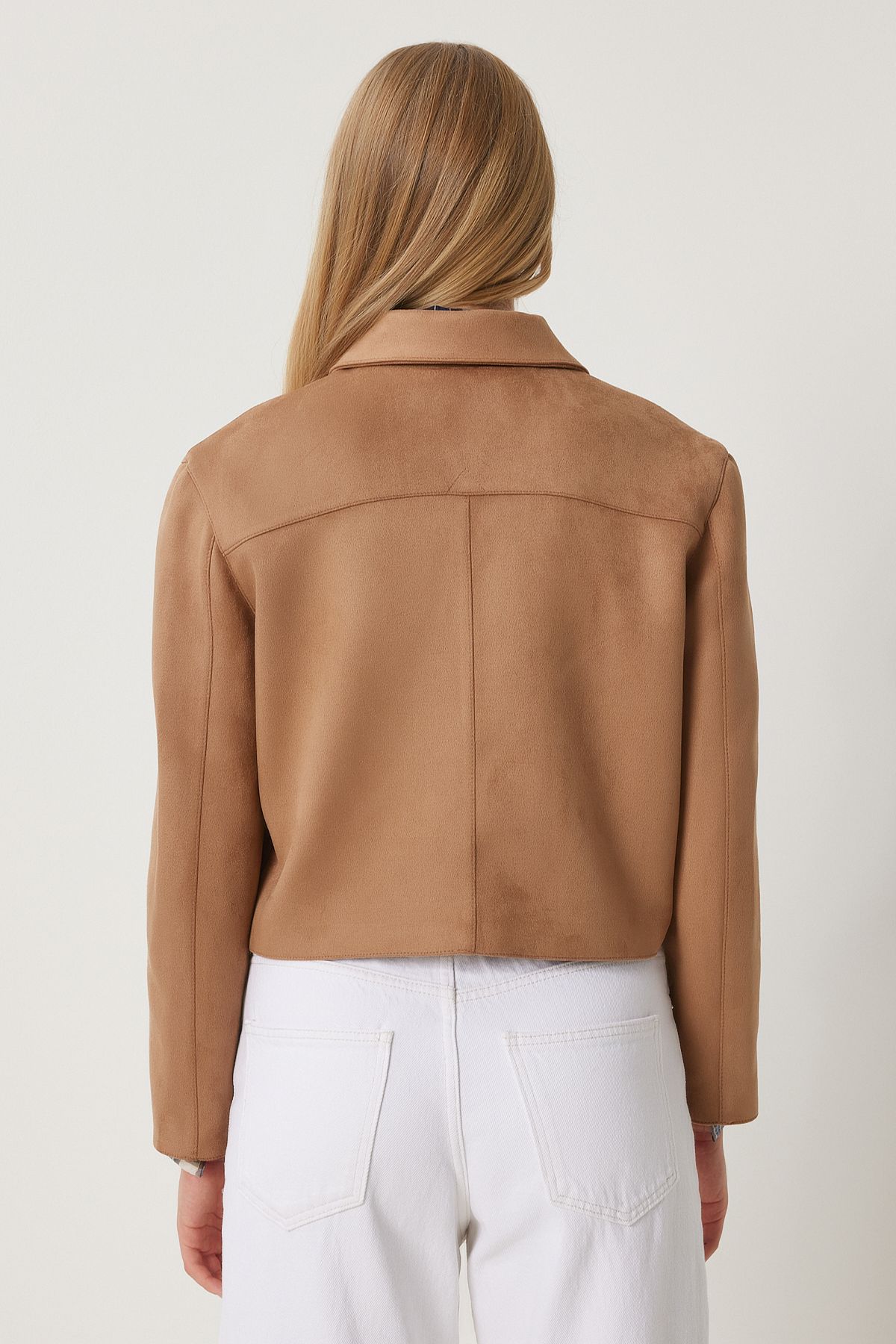 Female mink wide pocket suede jacket FK00011