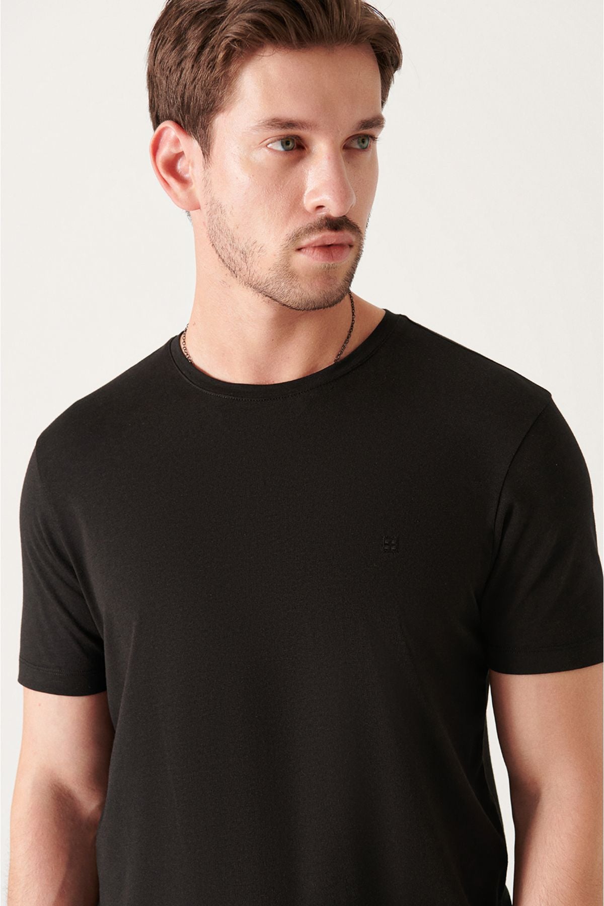 Men's Black Ultrasoft Bicycle Collar Flat Modal T-Shirt B001171