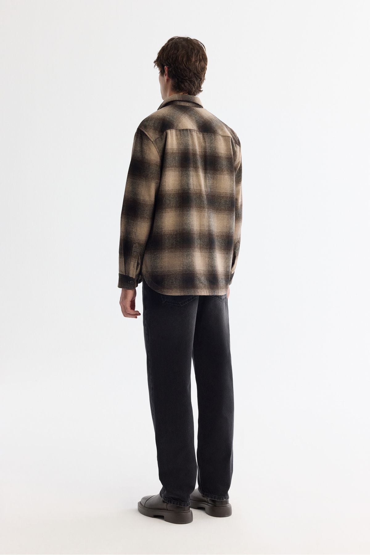 Men's Coffee Classic Neck Cotton Plant woolen shirt jacket A42Y2116