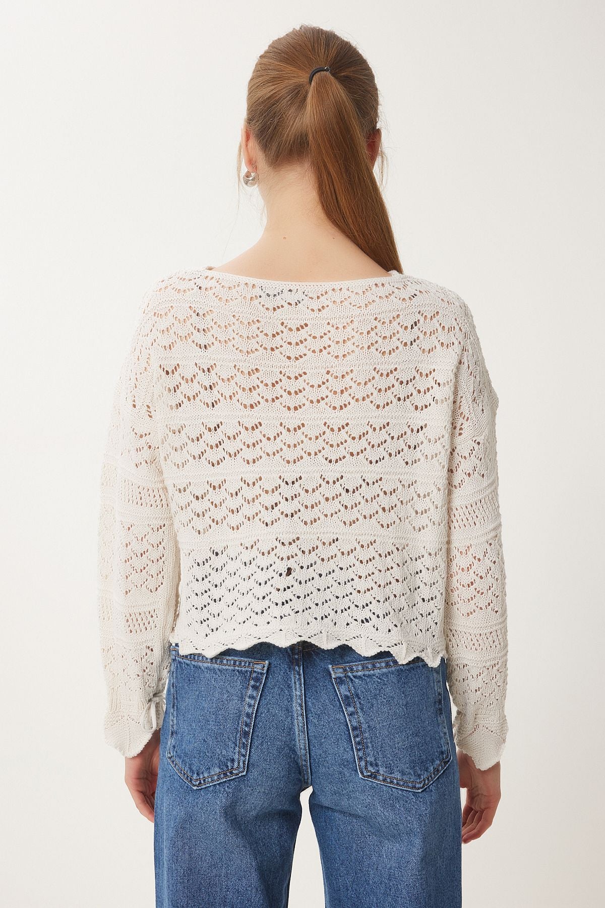 Cross -rope cottage openwork knitwear sweater