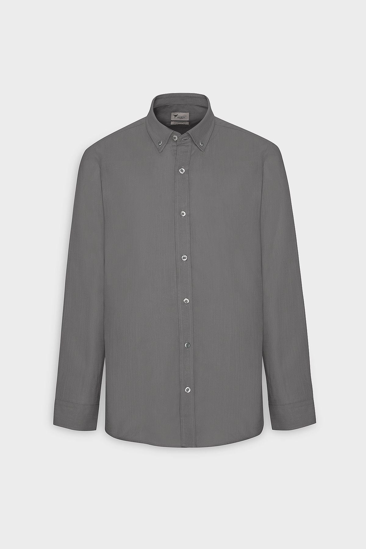 Men's anthracite 100 %cotton breathing fabric pennant oxford slim fit button collar shirt
