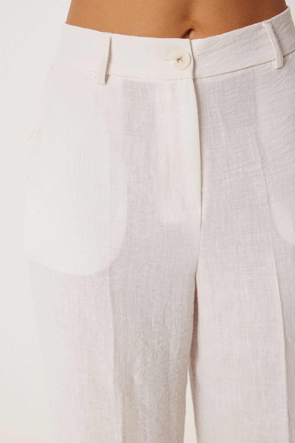 Women's Cream Light Transparent Shawl Yaka Vest Pants Set FN03231