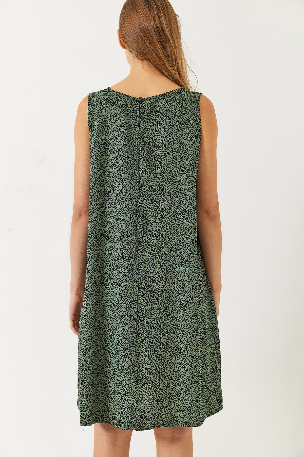 Women's Thick Strap Patterned Short Viscose Dress 60261473