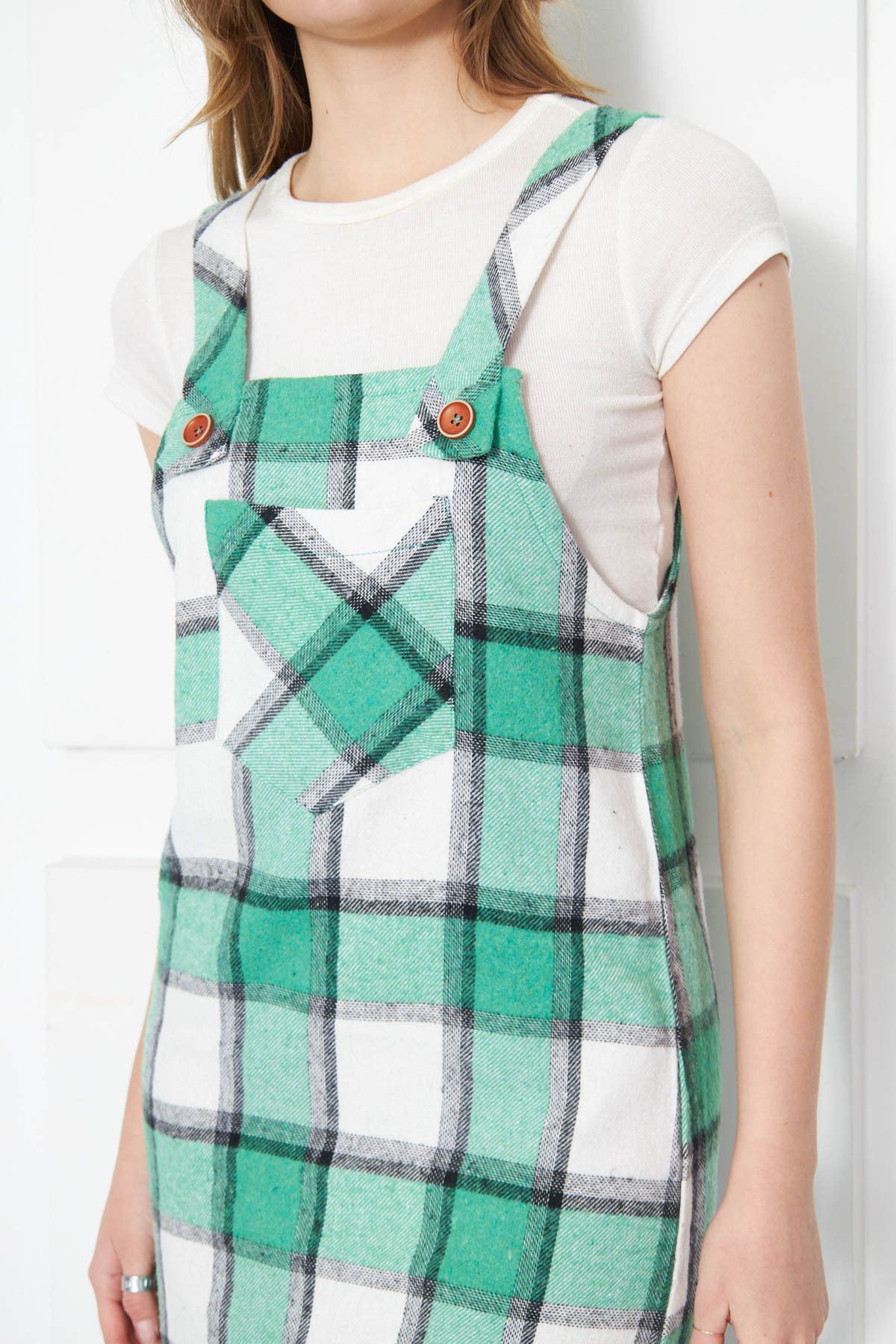 Female Green Ekose Pattern Pocket Jile ARM-24K001036
