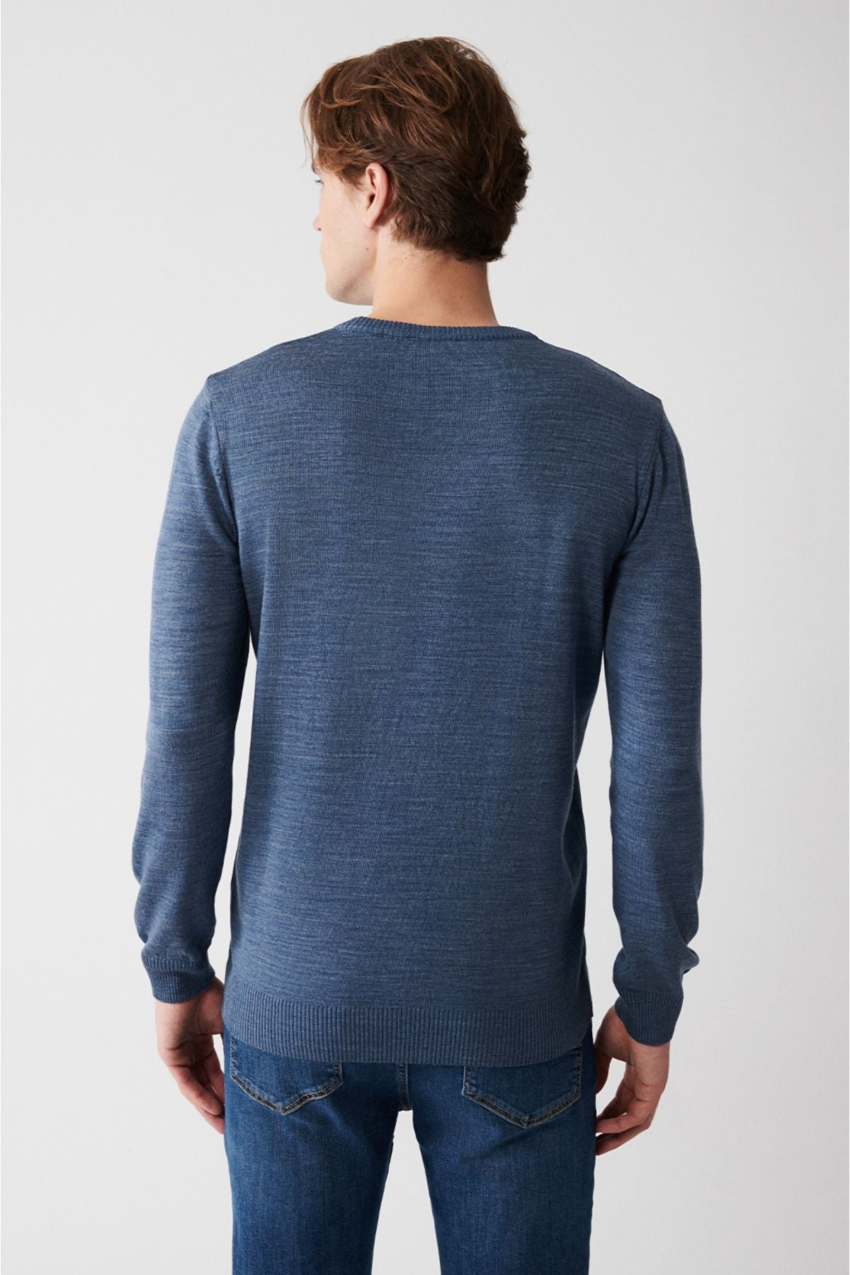 Men's Indigo Bicycle collar Follow -up knitwear sweater E005000