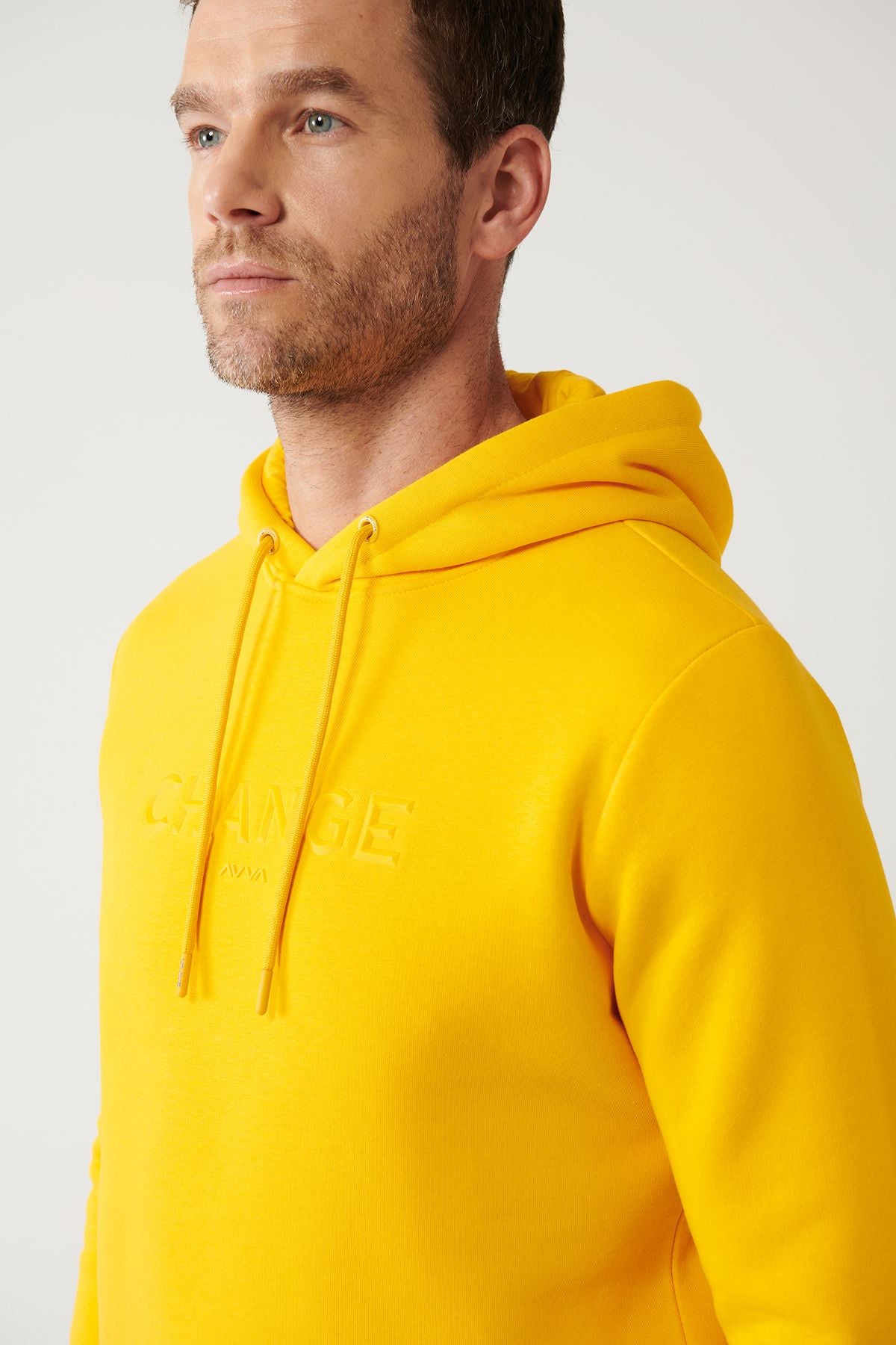 Men's Yellow Hooded 3 -IP -Shadon Printed Sweatshirt A32Y1240