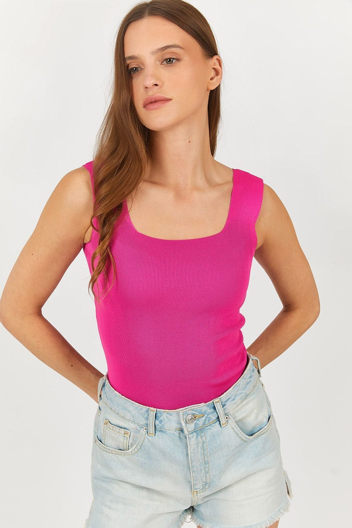 Women's Fuchsia Thick Hanger Kashkorse Blouse ARM-23Y069001