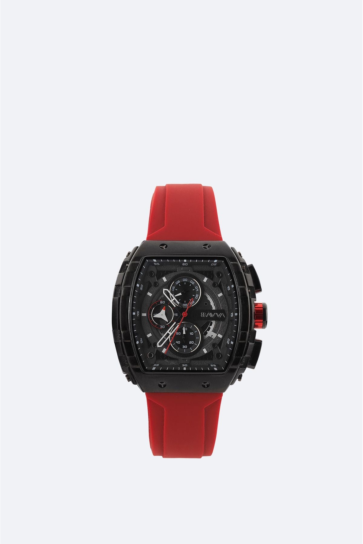 Men's Red Silicone Boxed Clock B009018