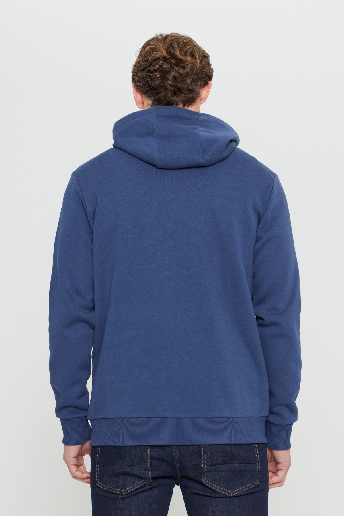 Men's Navy Blue Standard Fit Normal Cutting Içi Polar 3 IP hooded cotton sweatshirt