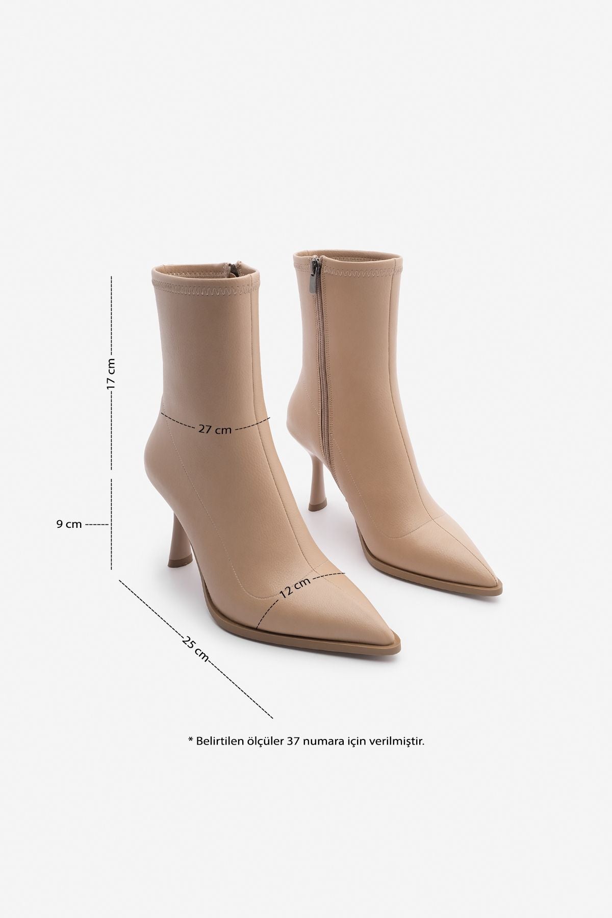 Woman heeled boots pointed nose glass cup clerk Daily Bot Bot Houles Beige