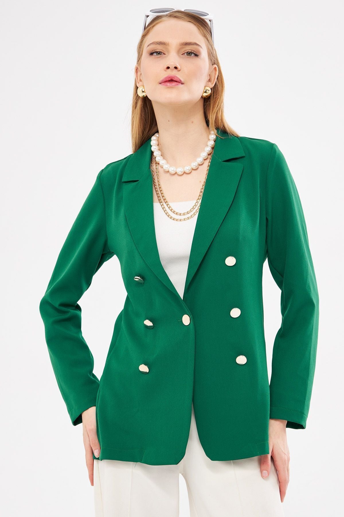 Female emerald button jacket ARM-20K001151