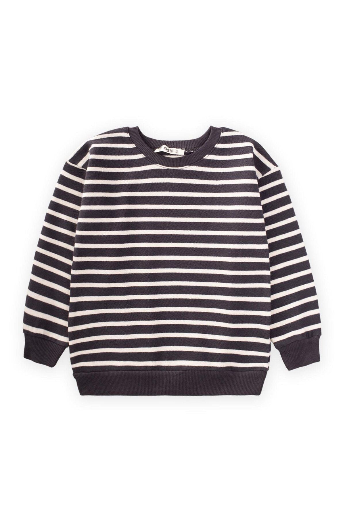 Striped knitwear sweatshirt 2-14 age anthracite