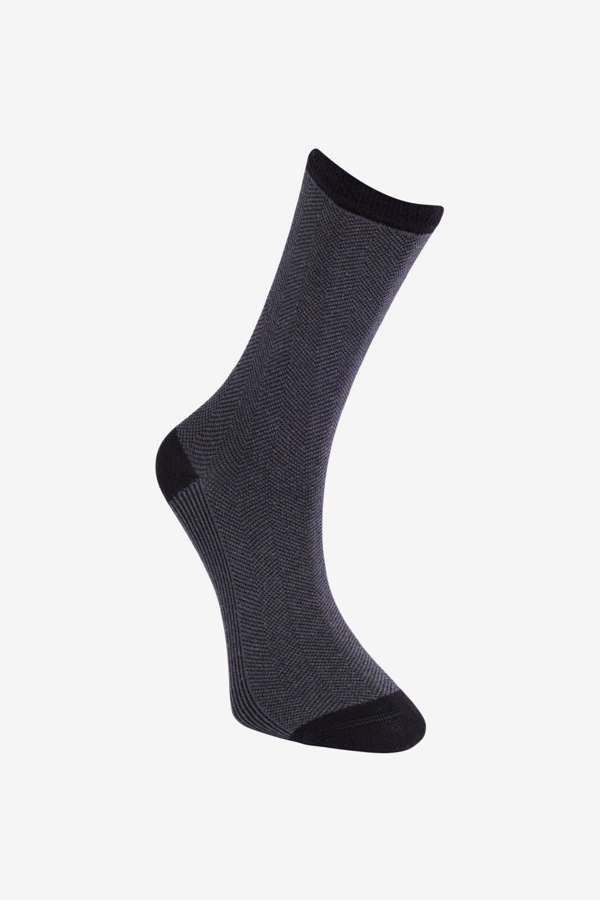 Men's anthracite-black patterned cotton socket socks