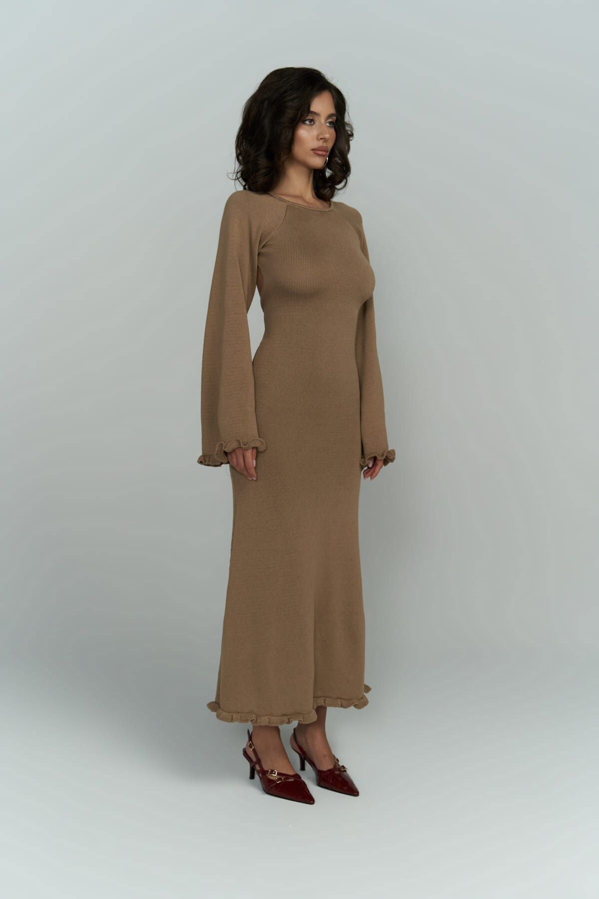 Angela Back Décollette with Mink Knitwear Dress