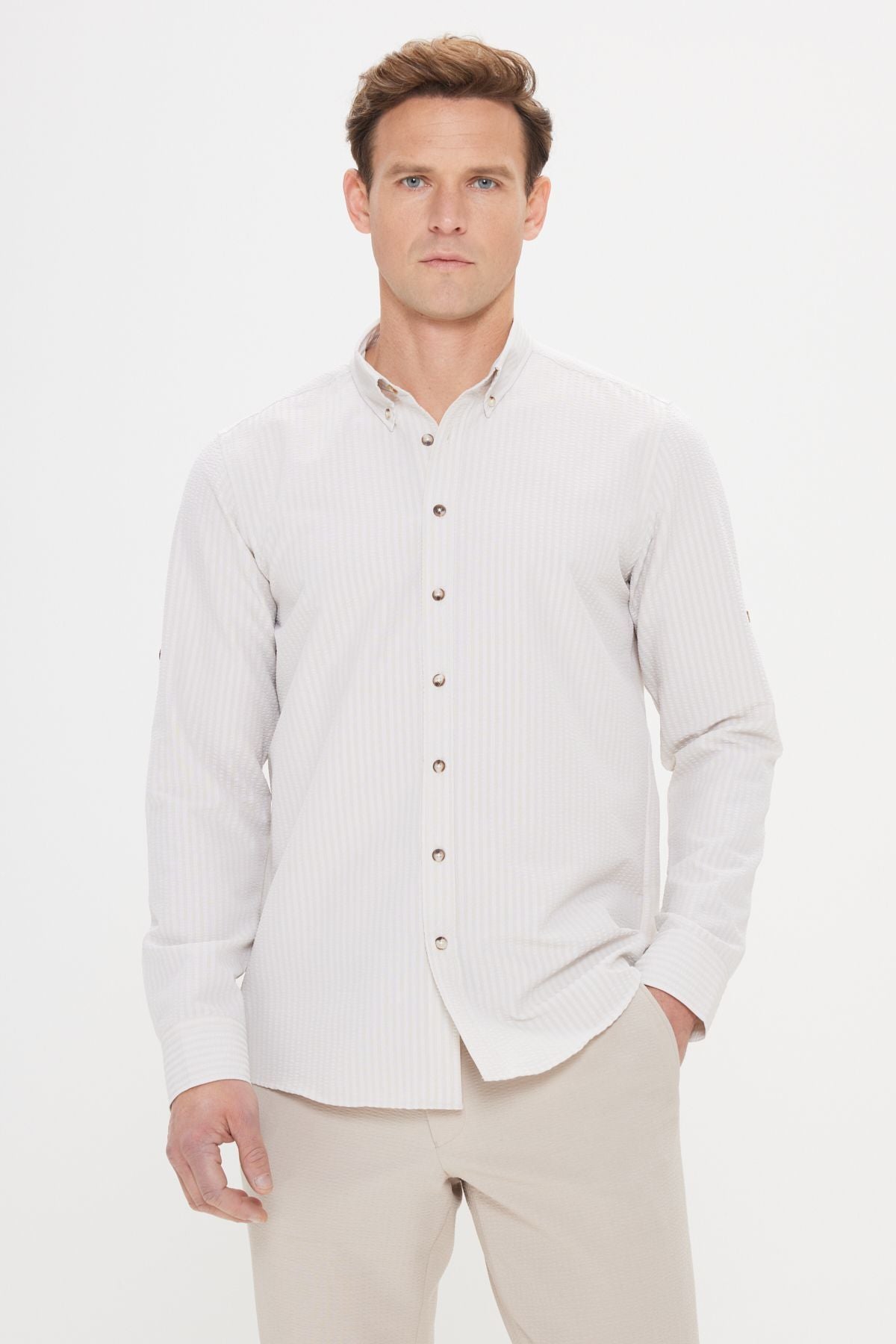 Men's Beige Wrinkle