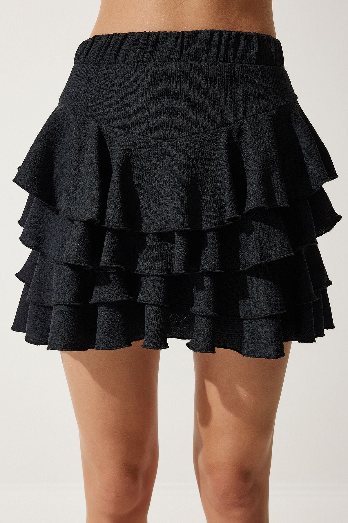 Female black summer flywheel mini skirt UB00268