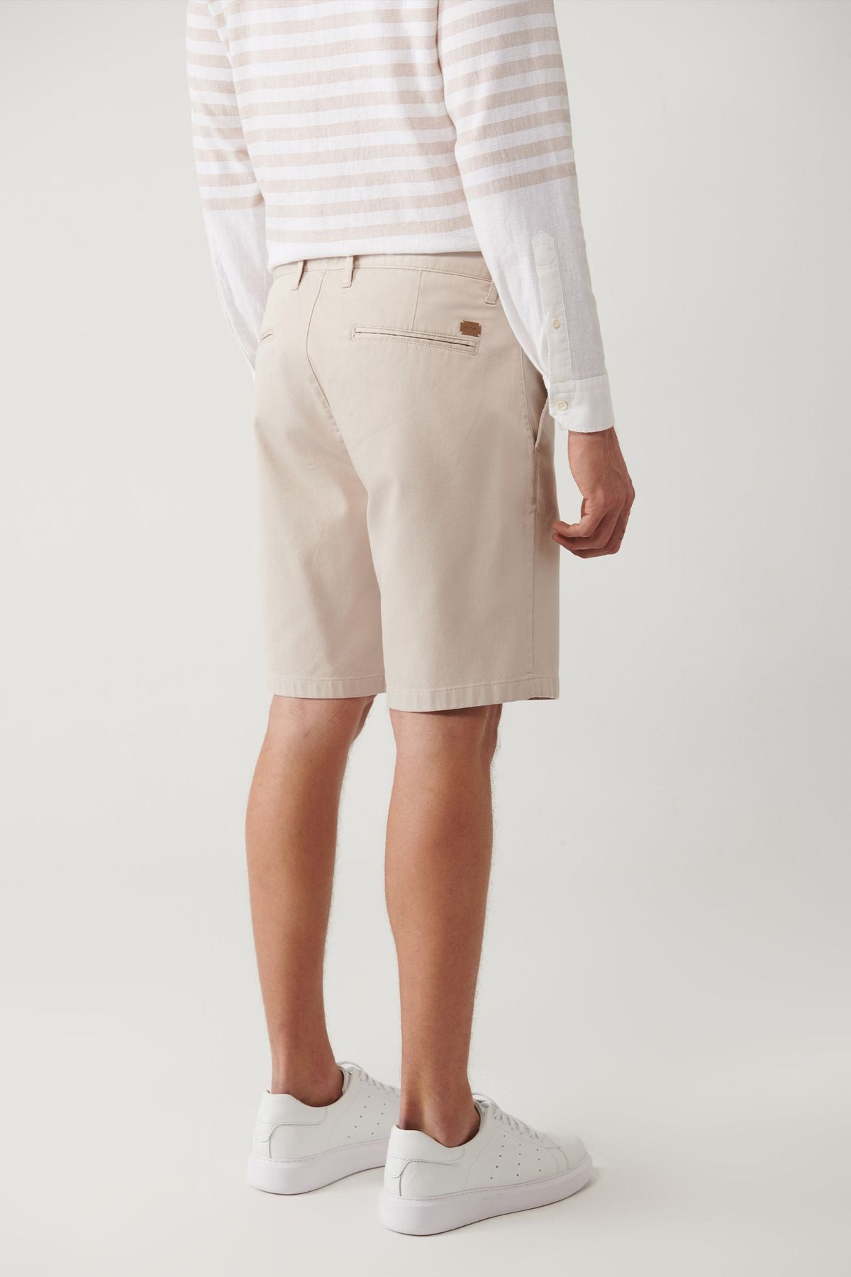 Men's Beige Flexible Patara Chino Kanvas Short B003730