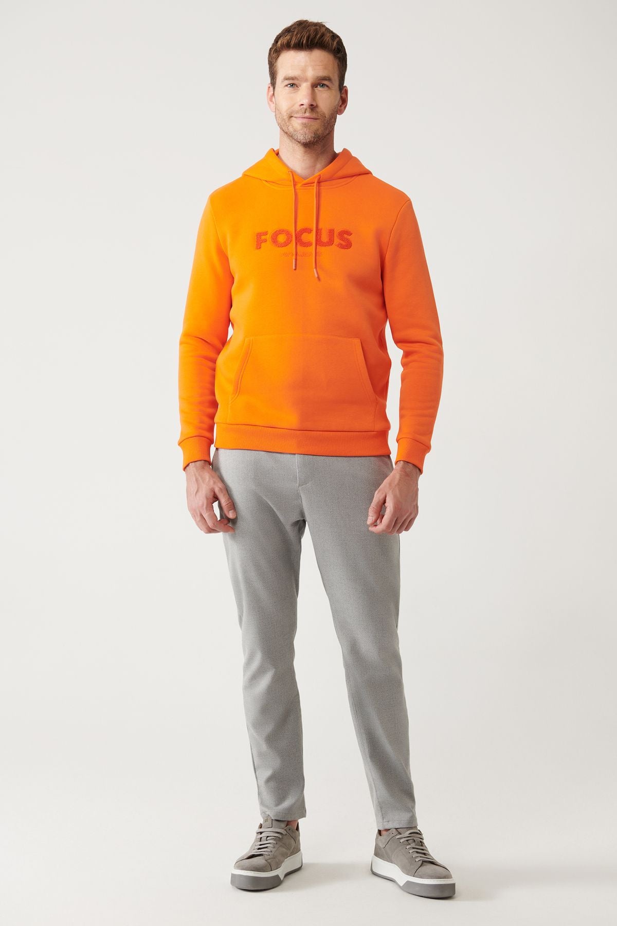 Men's Orange Hooded 3 -IP Kangaroo Pocket Sweatshirt A32y1193