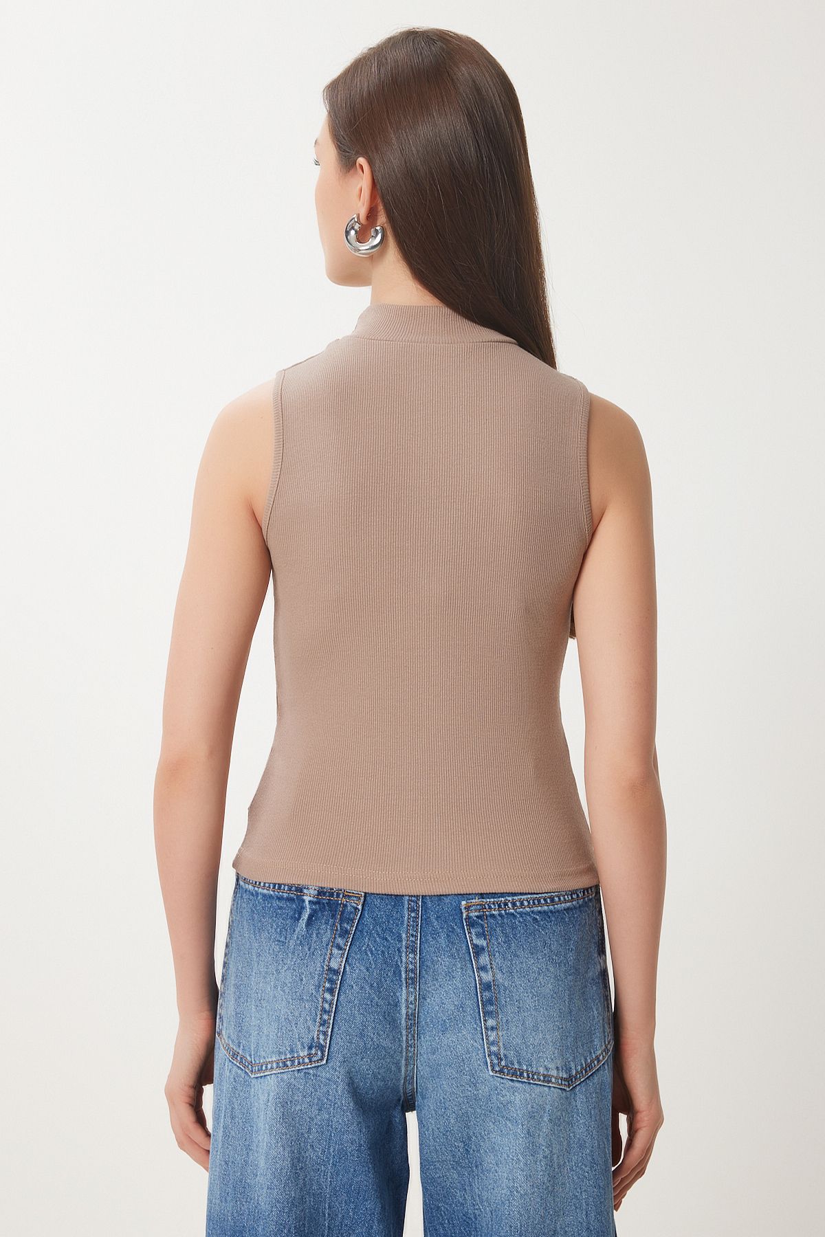 Female Beige Turtle Cotton Knitting Blouse GT00004