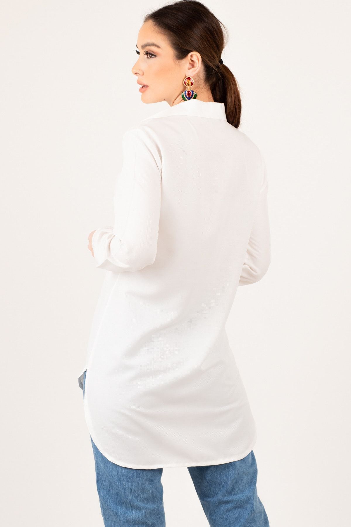 Women's White Tunic Shirt ARM-19Y001003