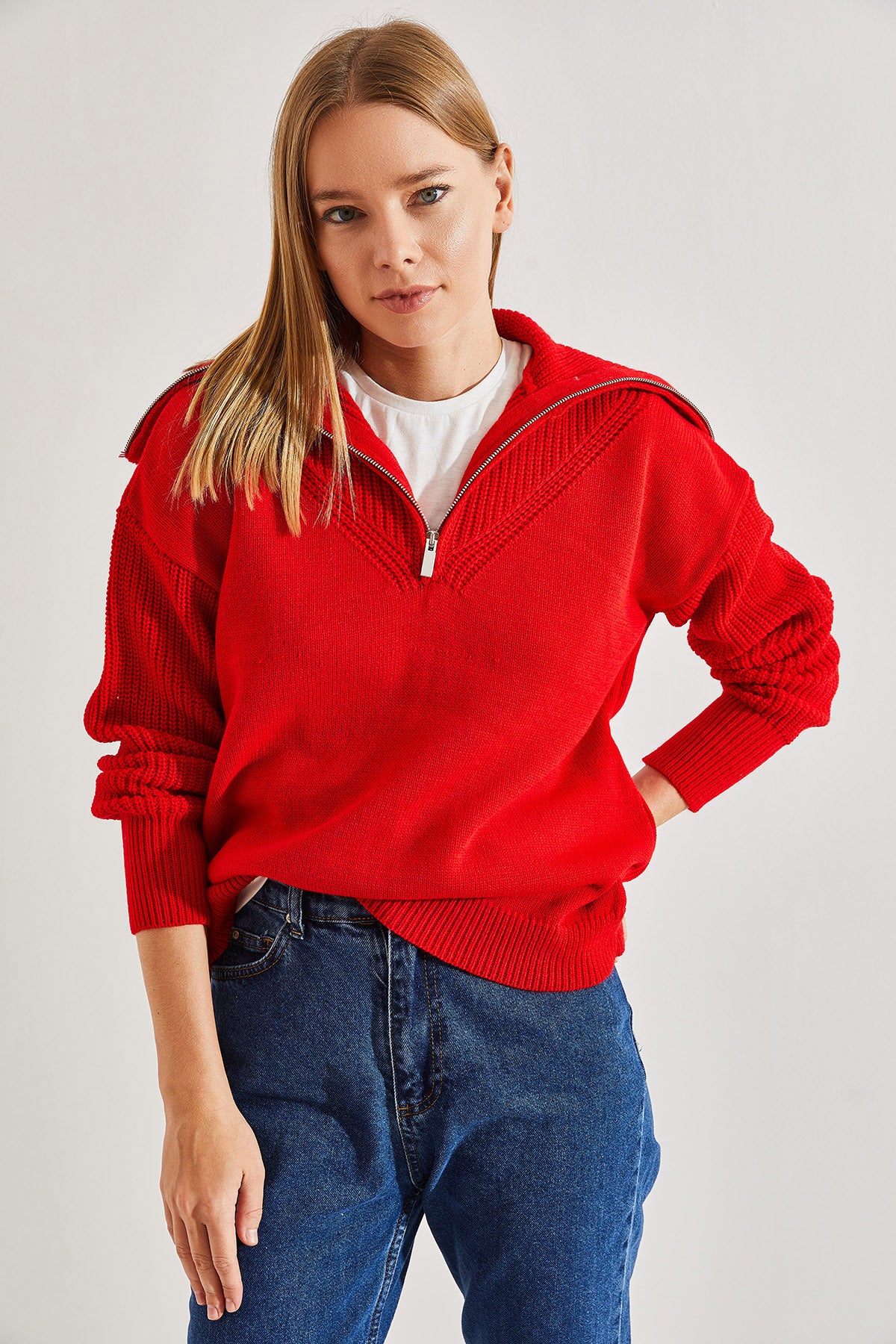 Women's Turtleneck Zippered Knitwear Sweater 20234197