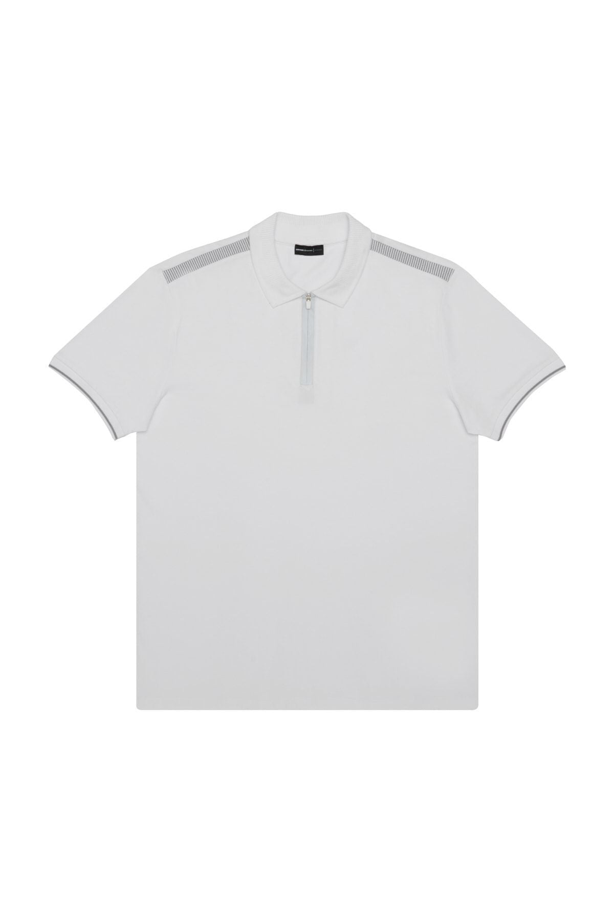 Men's white slim fit narrow cut polo collar cotton short sleeve t -shirt