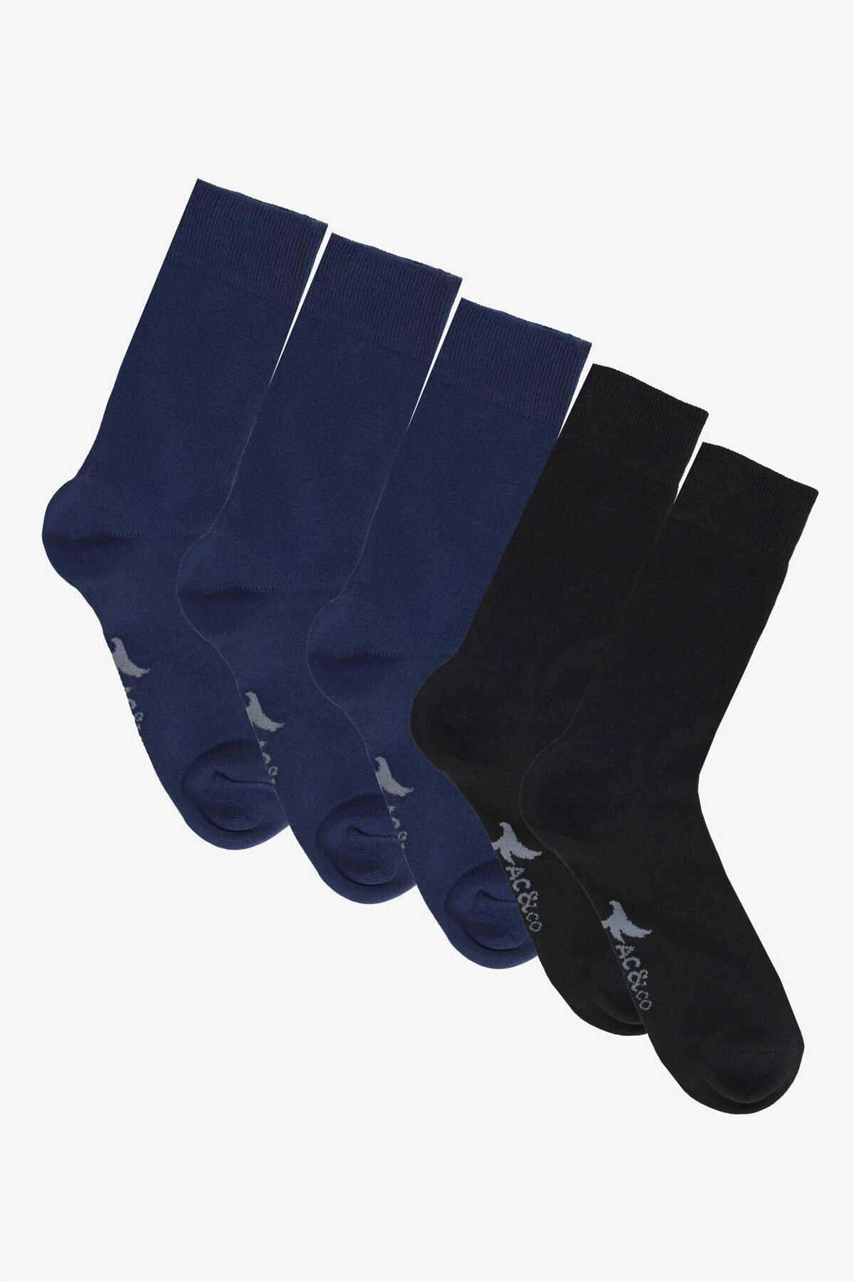Men's black-blue cotton 5-pack pack of socket socks