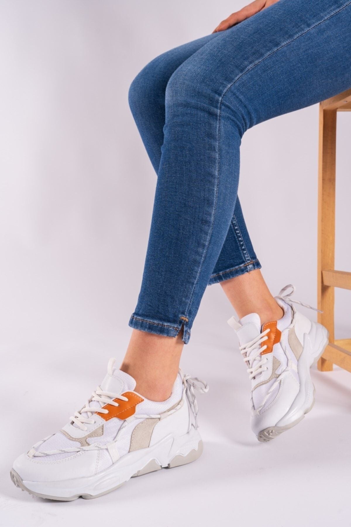 White Orange Woman Sneaker 0012190