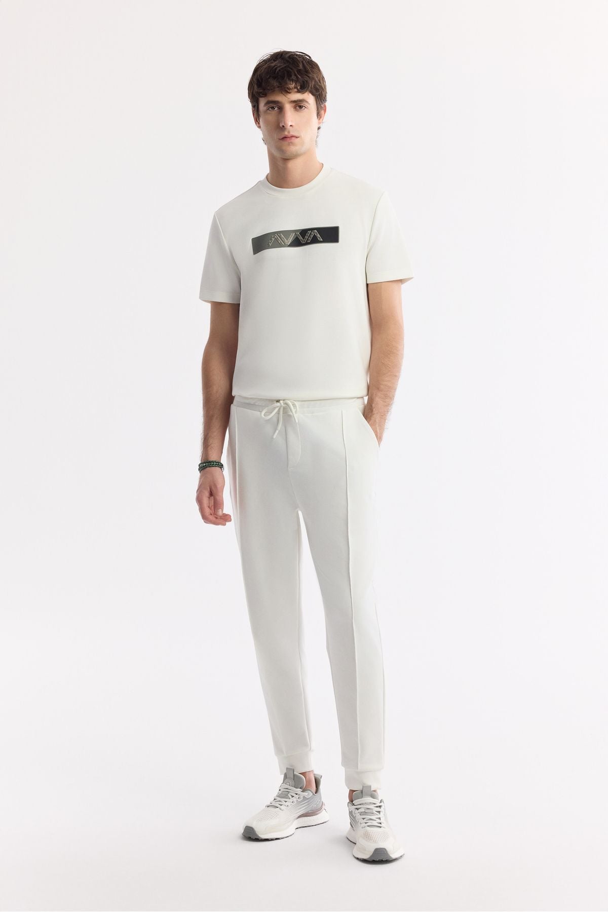 Men's Ecru Waist Laccik with Laccik Side Pocket Ribber Interlok Jogger A51y3400