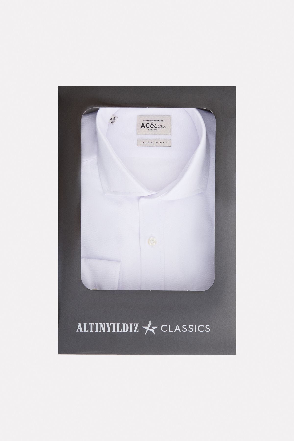 Men's White Special Gift Boxed Slim Fit Num Fit Cut Classic Collar Cotton Amelor Shirt