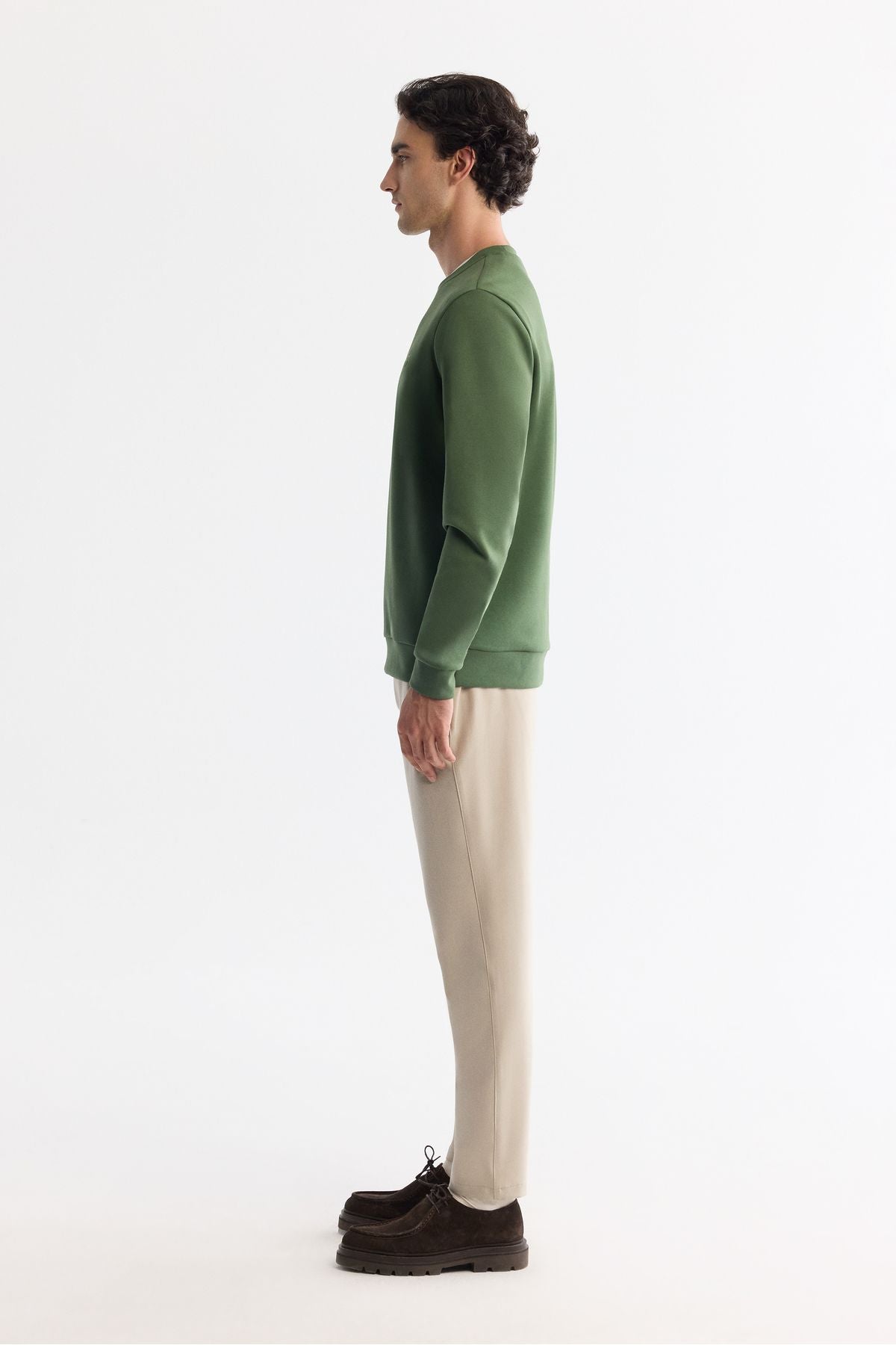 Men's Khaki Bicycle Cotton Cotton Printed Elastan Sweatshirt A42y1221