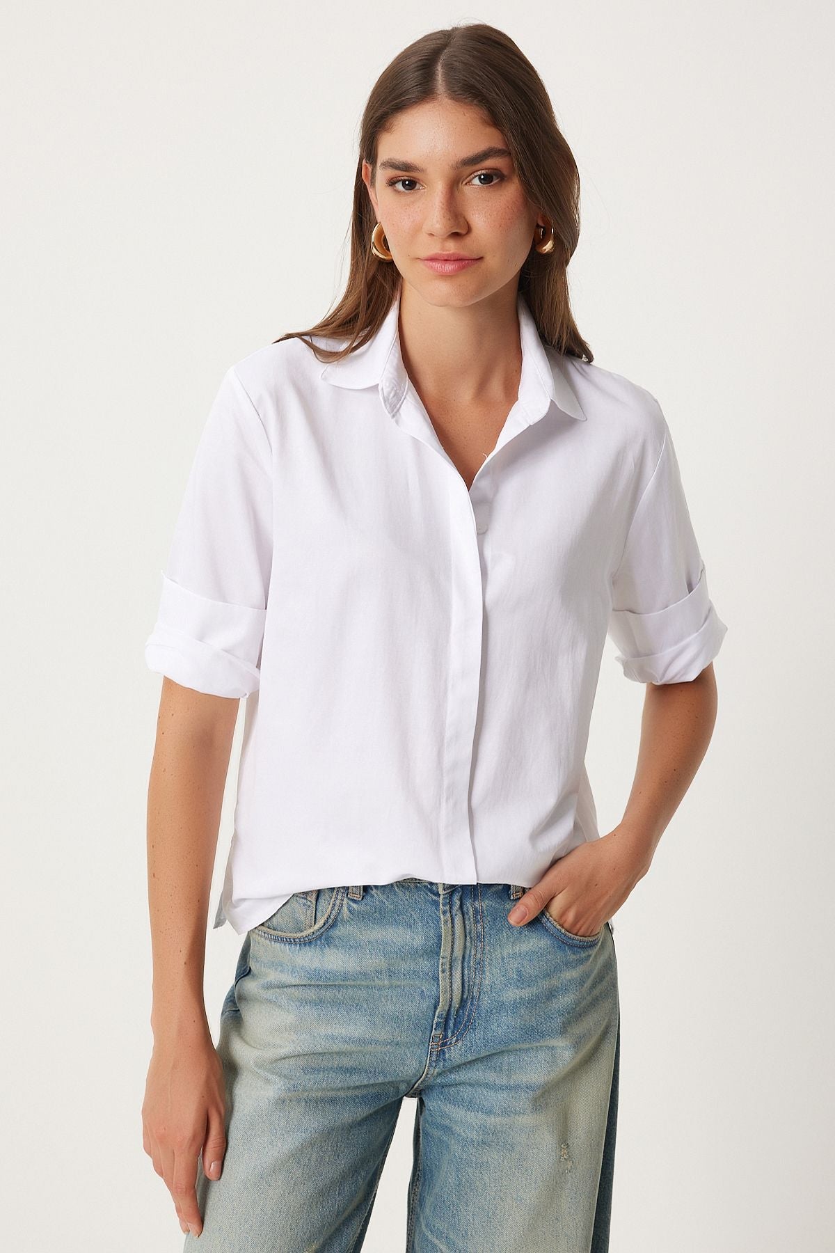 Woman White Basic Shirt FN03260