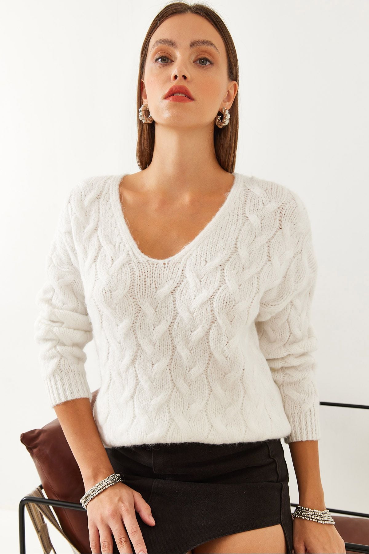 Women's Hair Knit Patterned Knitting Knitwear Sweater 85001007