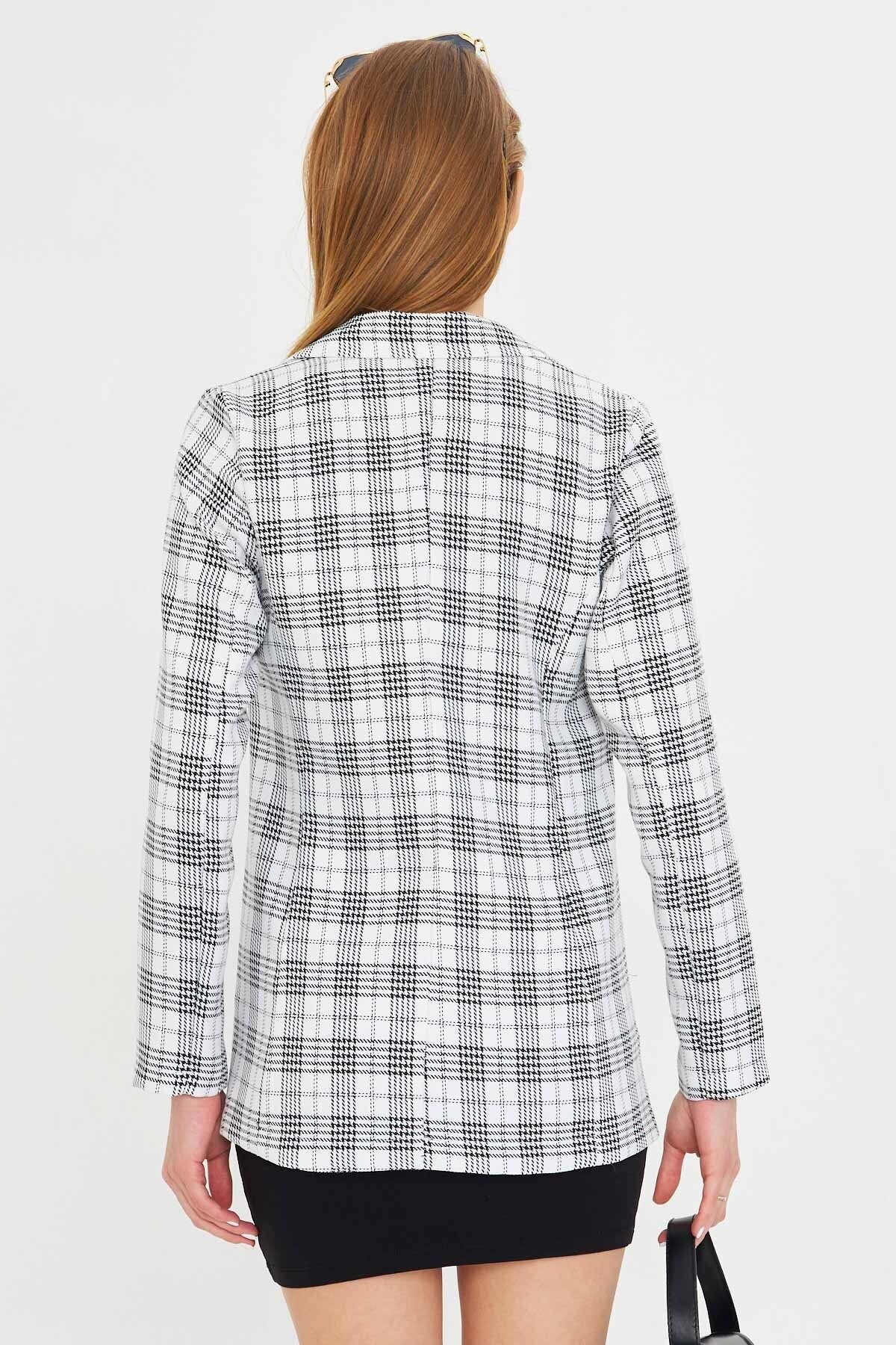 Woman White Single button Jacket ARM-25K001115