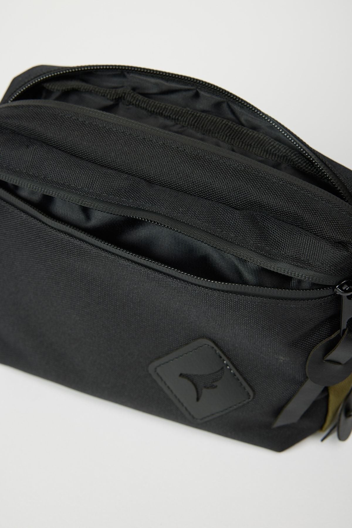 Men's Black-Haki Zippered Double Parts Waist Bag