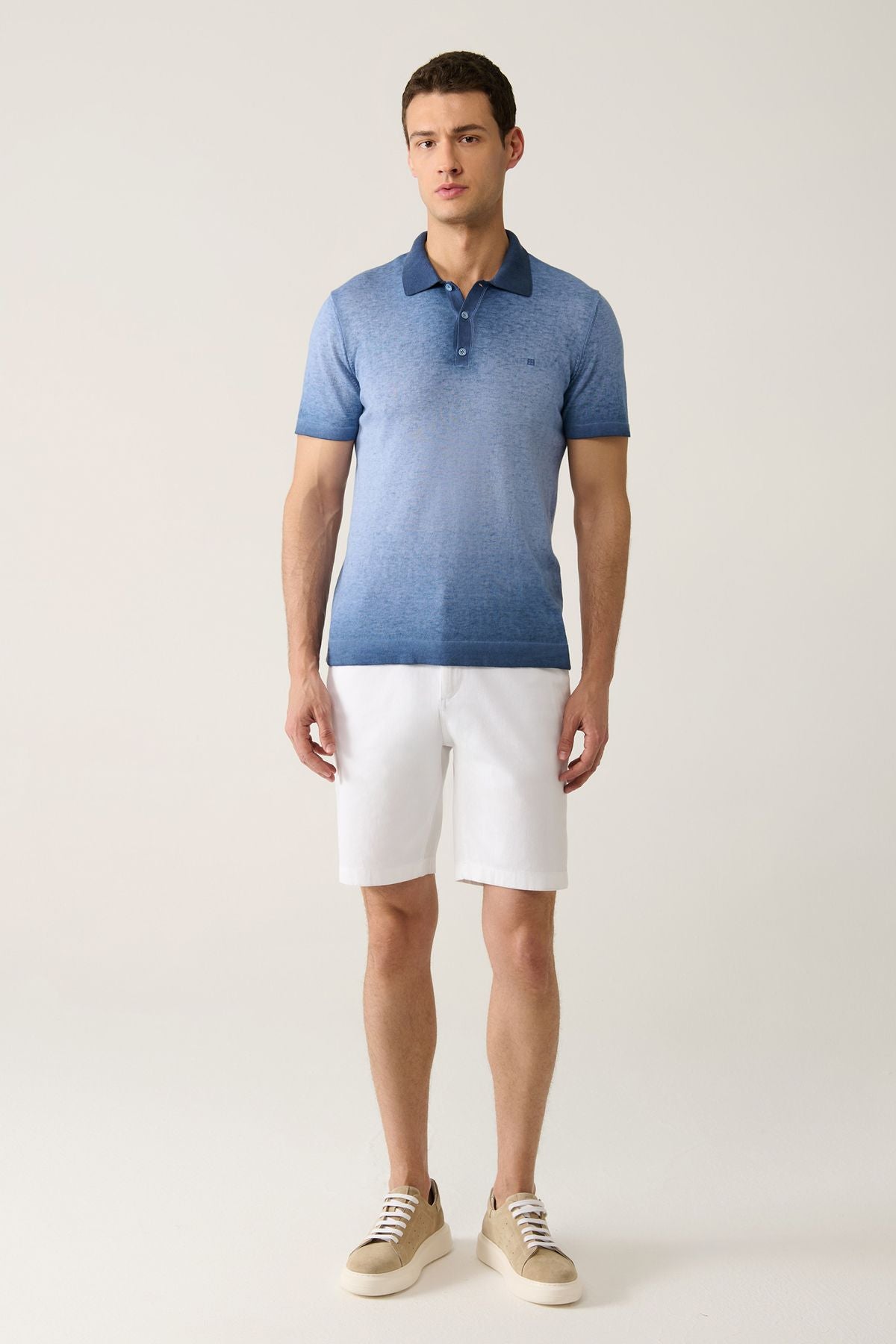 Erkek Indigo 3 düğğğLIMENGO Ephektli polo yaka T-shirt a41y5