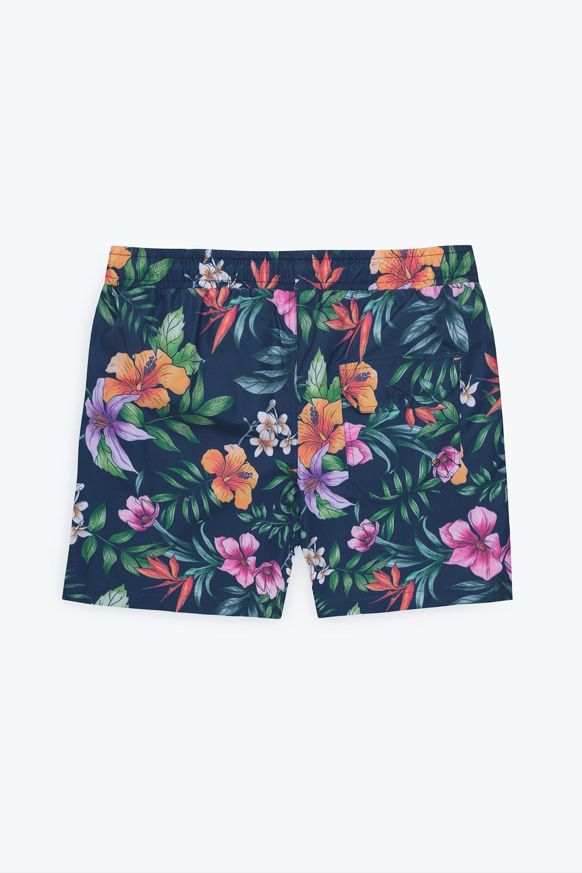 Men's navy blue standard fit normal cutting pocket quickly dry patterned swimsuit sea shorts