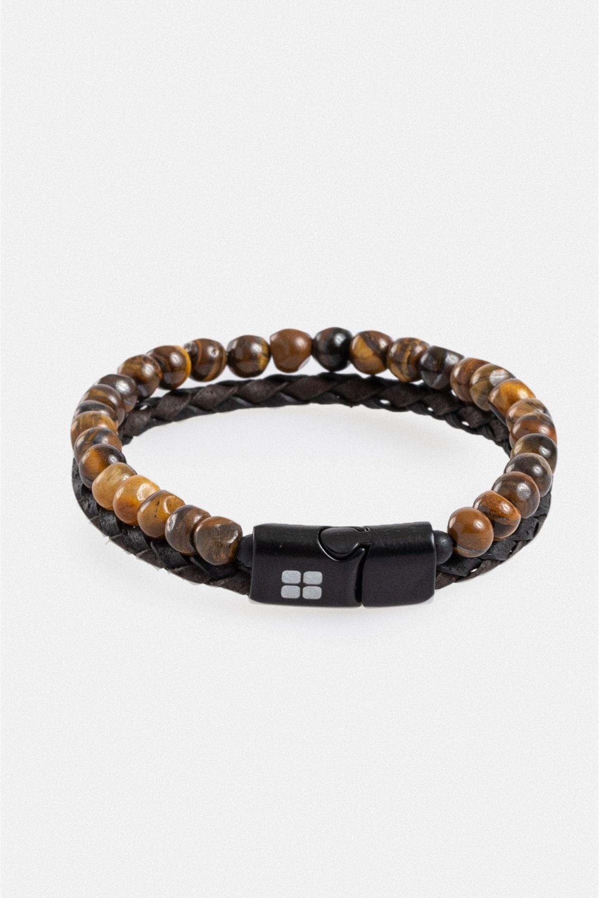 Men's Brown Stone and Leather Bracelet A31y9623