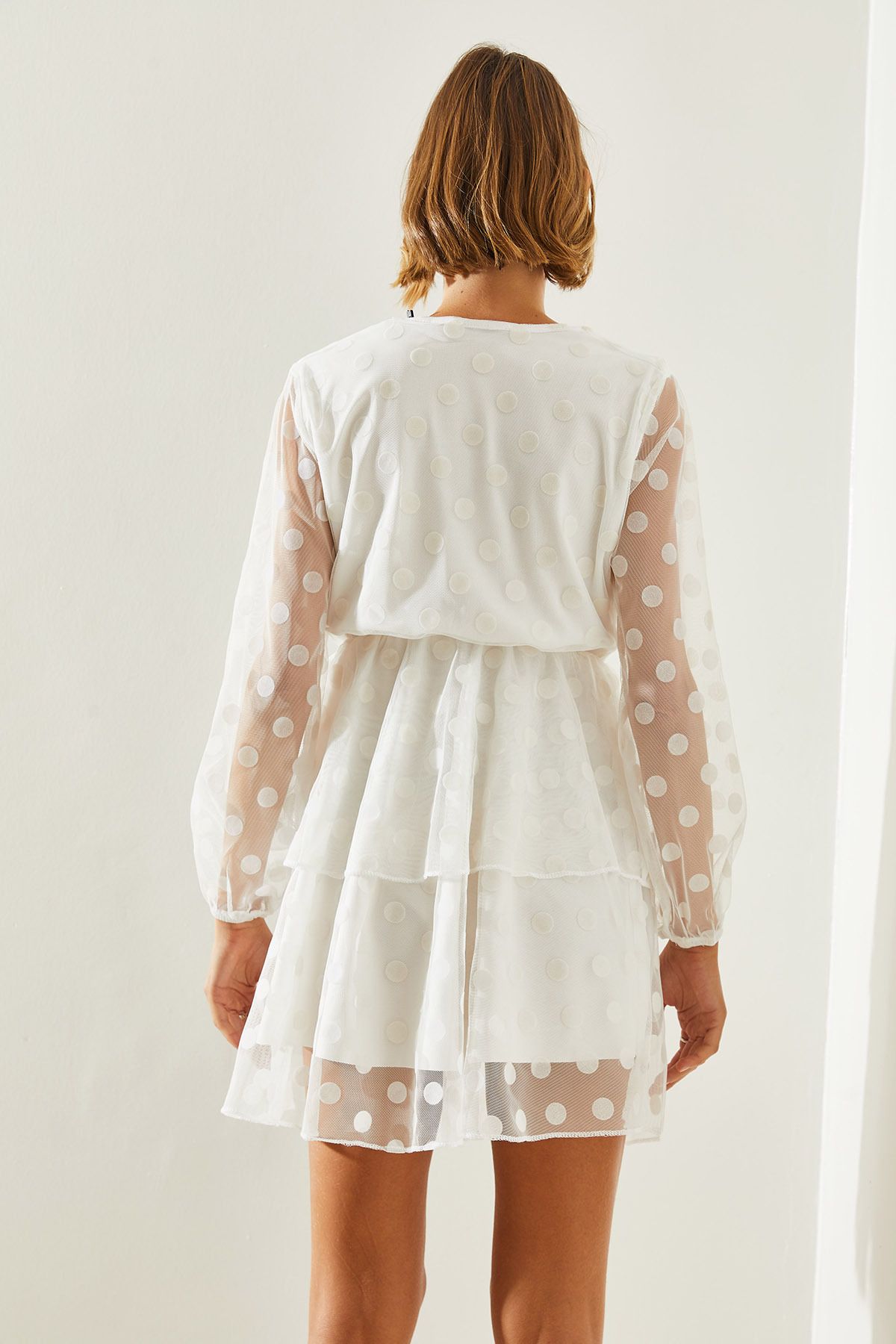 Female Anvelop Yaka Skirt Floor Points Tulle Detailed Dress 21165 60251645